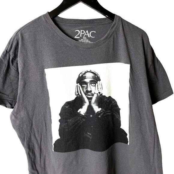 2Pac Tops - 2Pac Rap Tee T Shirt Gray XXL 2XL Artist Rapper Graphic 100% Cotton Solid Logo